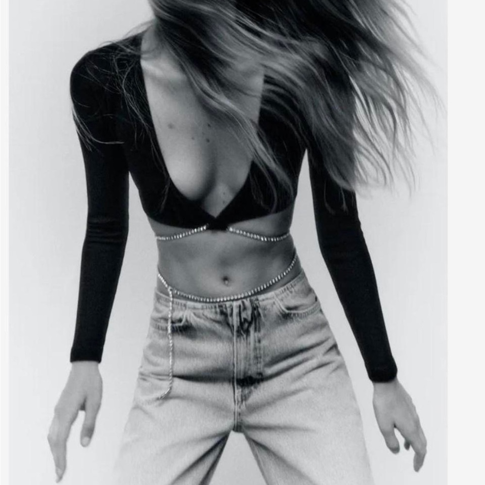 Zara rhinestone wrap top